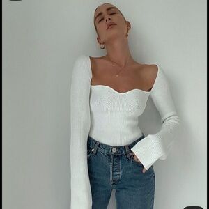 Pixie Market knit bustier top white (S)